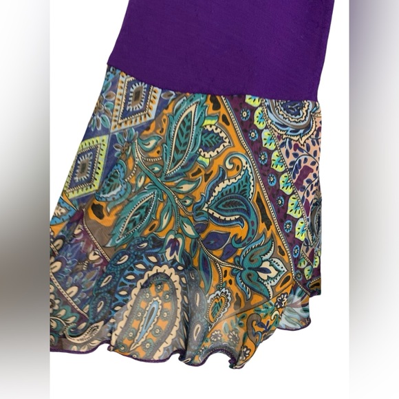 Elliott & Vine lovely purple blouse, sheer print bell sleeves, sz L, worn once - Picture 8 of 8